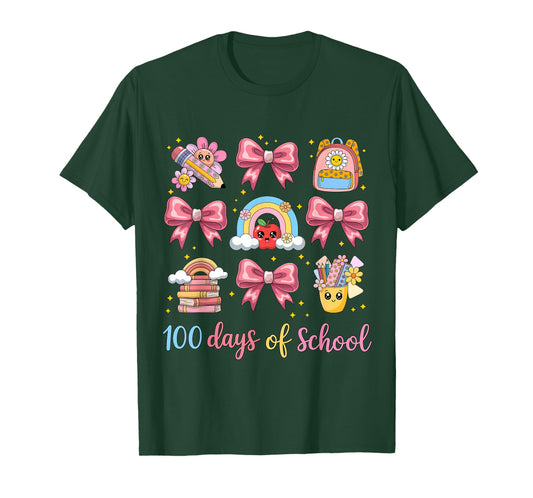 100 Days of School Coquette Bow Boy 100th Day of School Girl T-Shirt