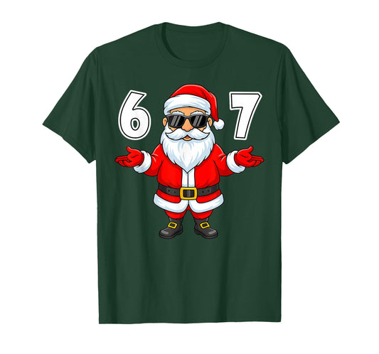 67 Meme Six Seven Number 6 7 Funny Santa Xmas Christmas T-Shirt