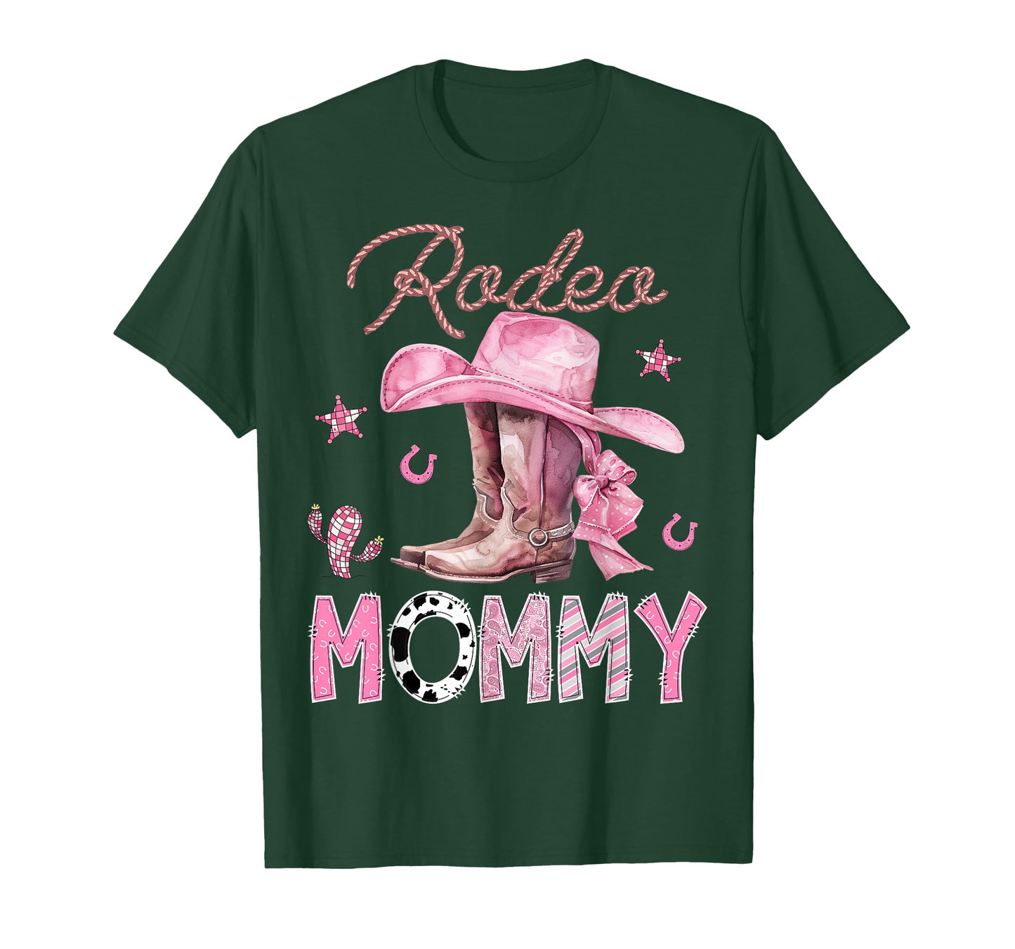 Rodeo Mommy Pink Boots Coquette CowGirl Birthday Party T-Shirt