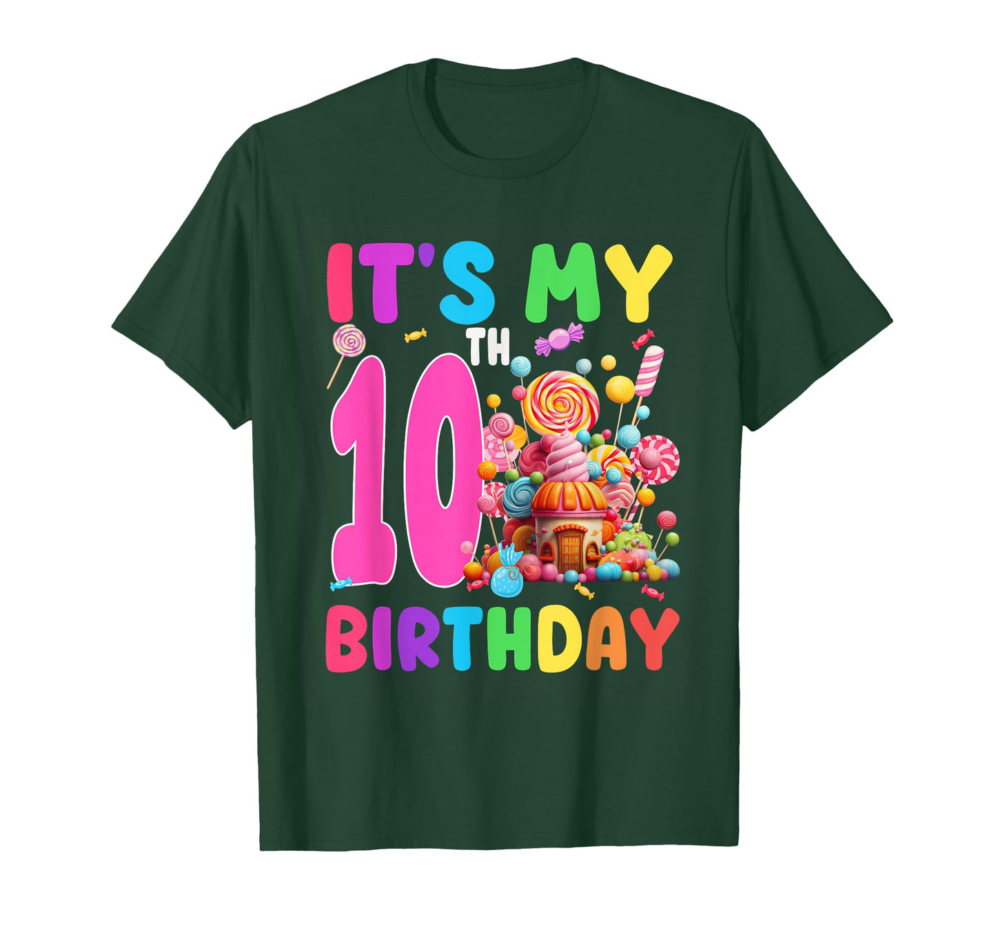 10 Year Old Girl Sweet Candy Theme It's My 10th Birthday T-Shirt