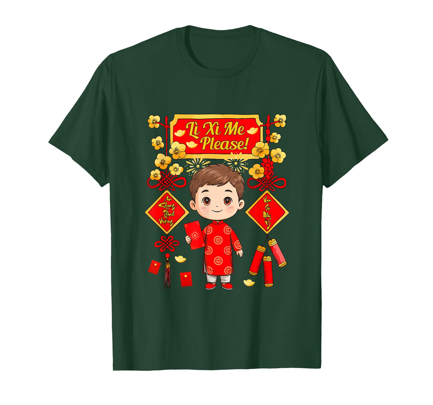 Li Xi Me Please Vietnamese Lunar New Year Kid Boy Ao Dai T-Shirt