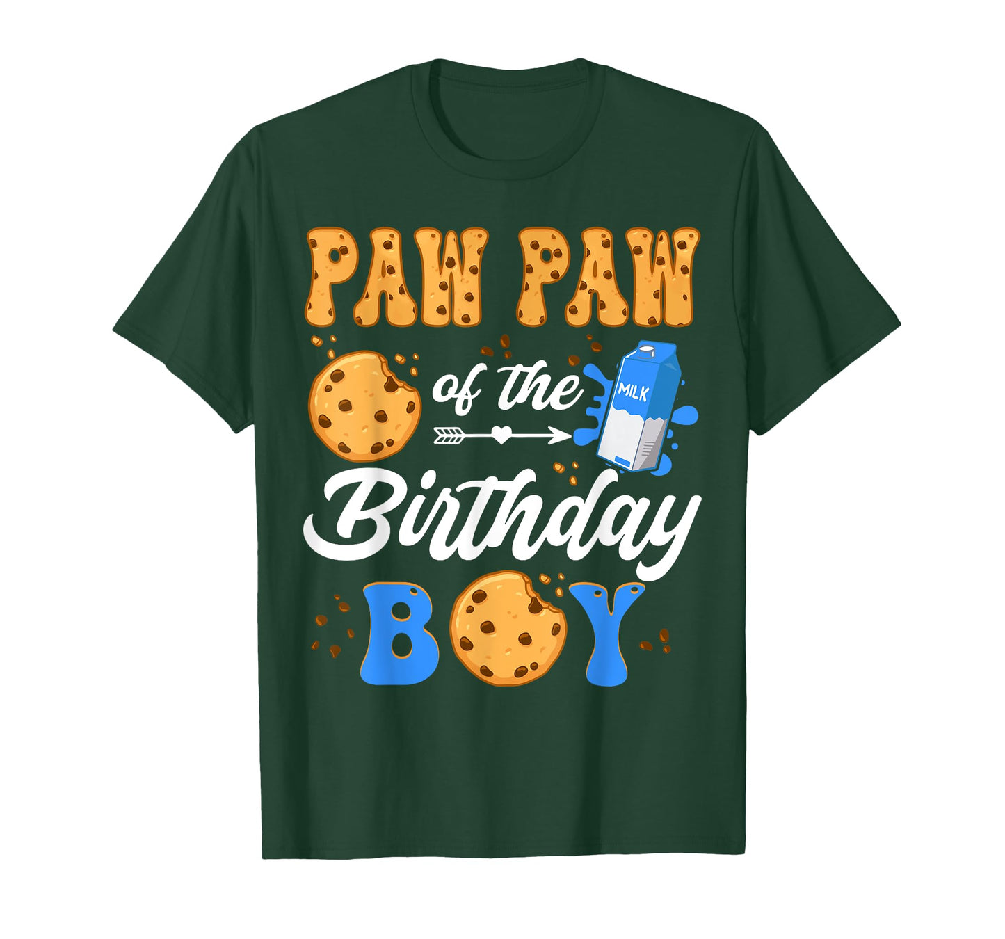 Paw Paw Of The Birthday Boy Milk And Cookies 1St Birthday T-Shirt