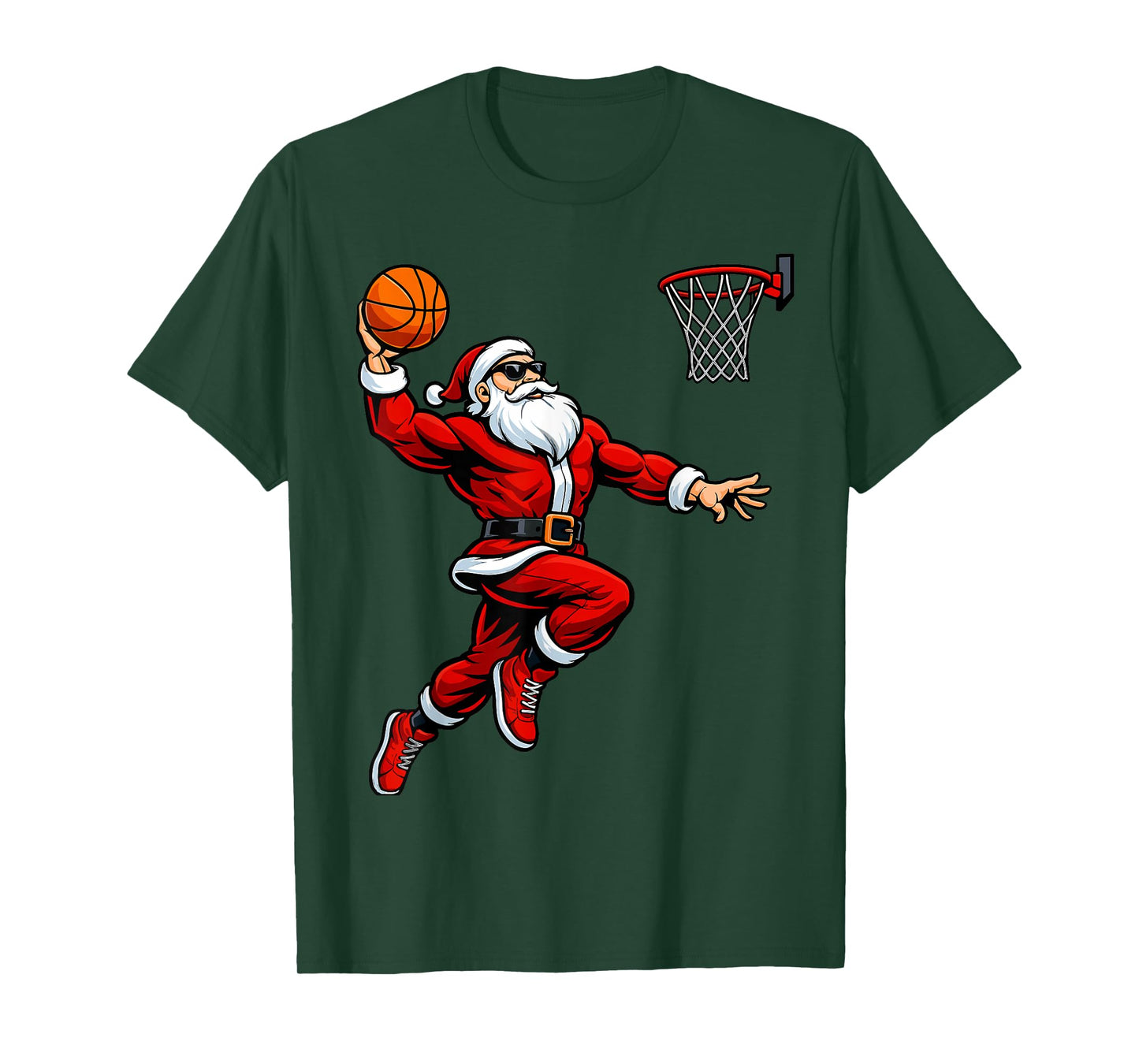 Santa Playing Basketball Xmas Funny Christmas Basketball T-Shirt