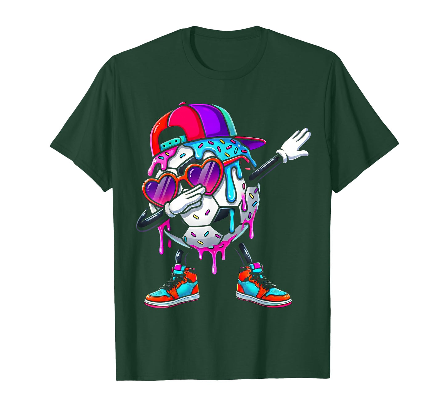 Soccer Ice Cream Drip Dabbing Sprinkles Sports Boys Girls T-Shirt