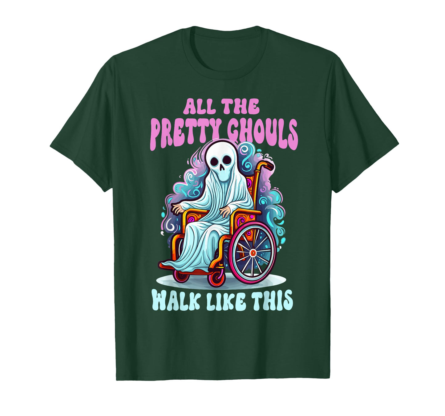 Halloween Wheelchair Costume Handicap Joke Ghouls Walk Like T-Shirt
