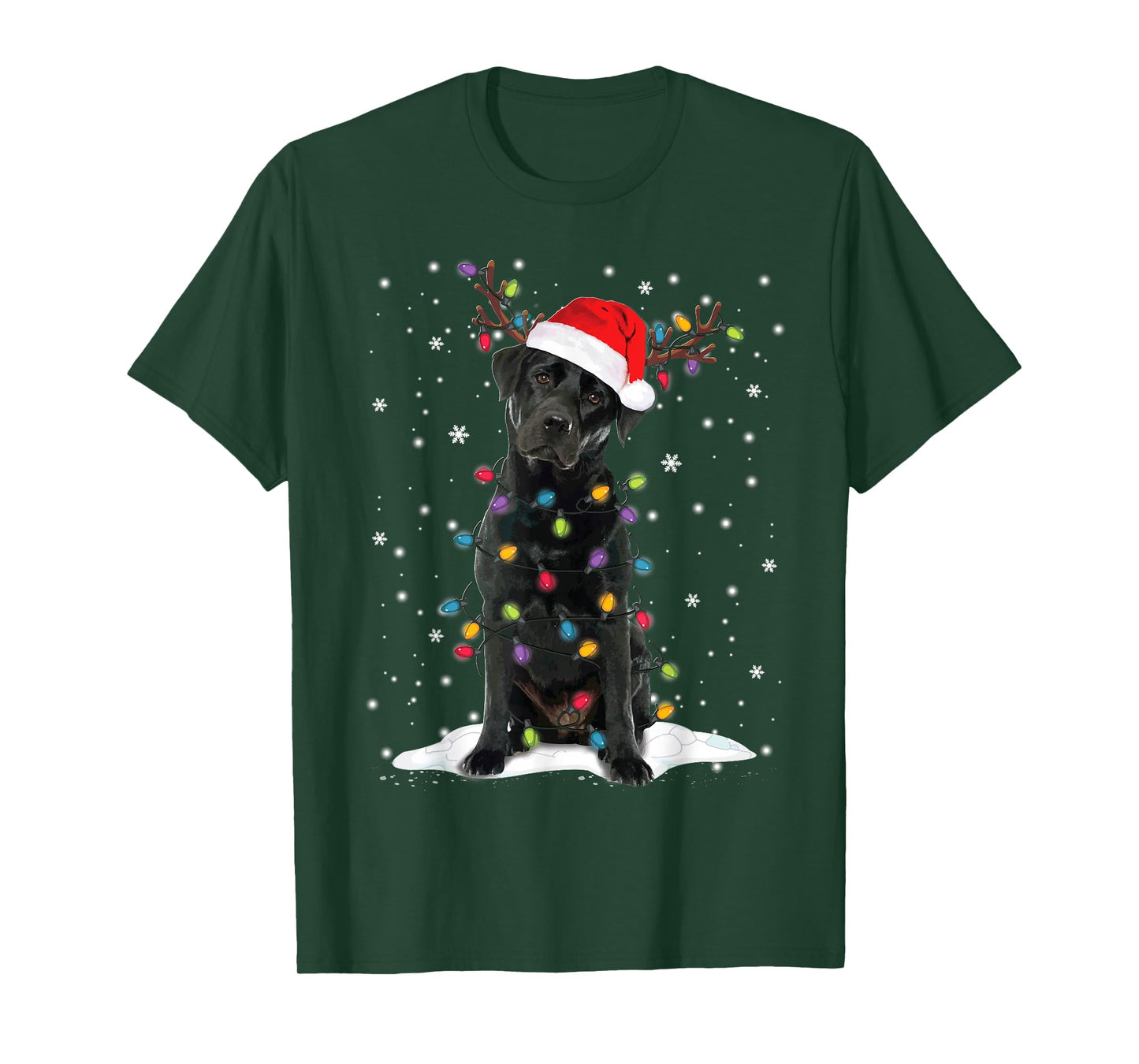 Black Lab Labrador Christmas Tree Light Pajama Dog Xmas T-Shirt
