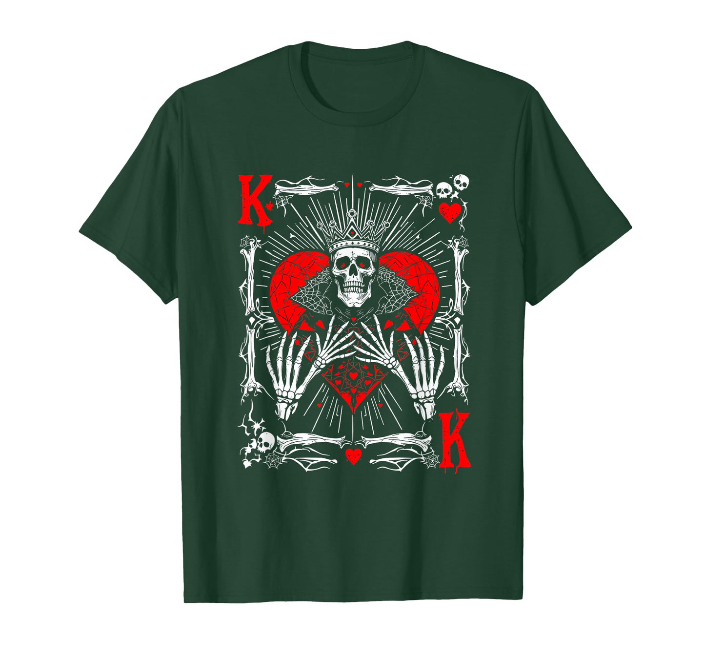Creepy Skeleton King of Hearts Halloween Playing Card Fun T-Shirt