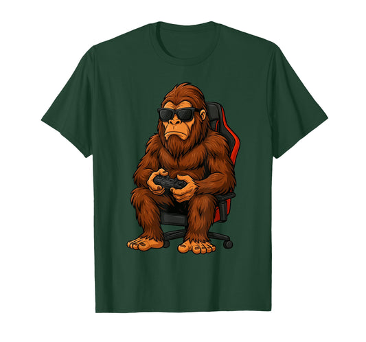 Funny Bigfoot Video Game Shirt Men Boys Gaming Sasquatch T-Shirt