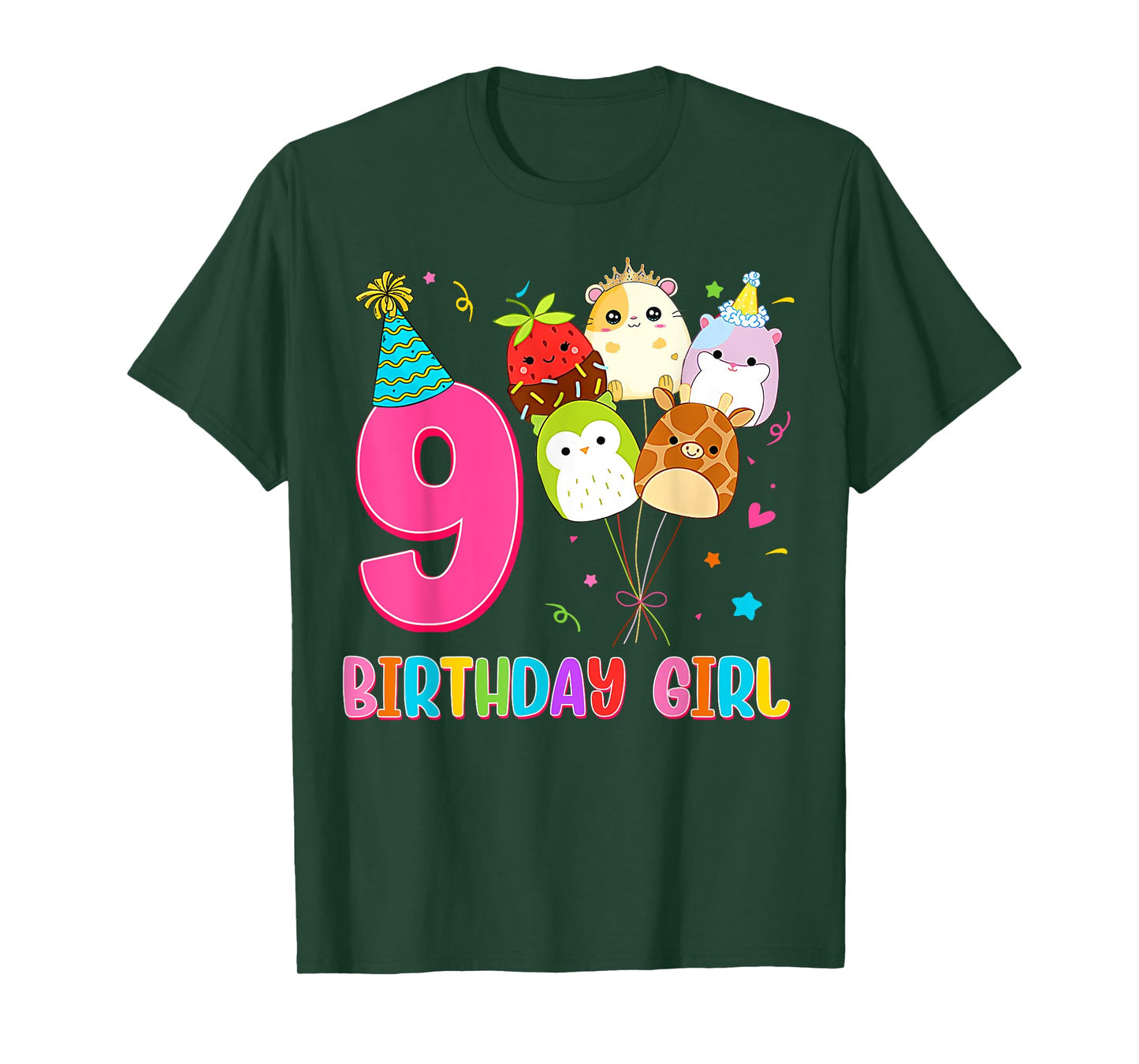 Birthday Girl Squish Squad 9 Years Old Cute 9th Birthday T-Shirt