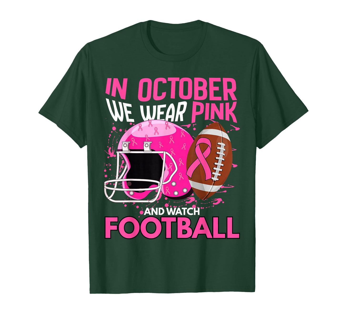 Breast Cancer Awareness Football We Wear Pink October T-Shirt