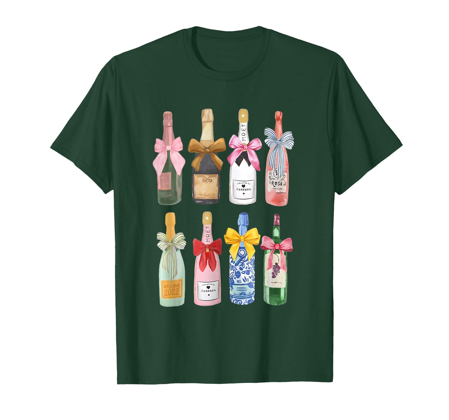 Christmas Champagne T-Shirt Cool Glass Coquette Bottle T-Shirt