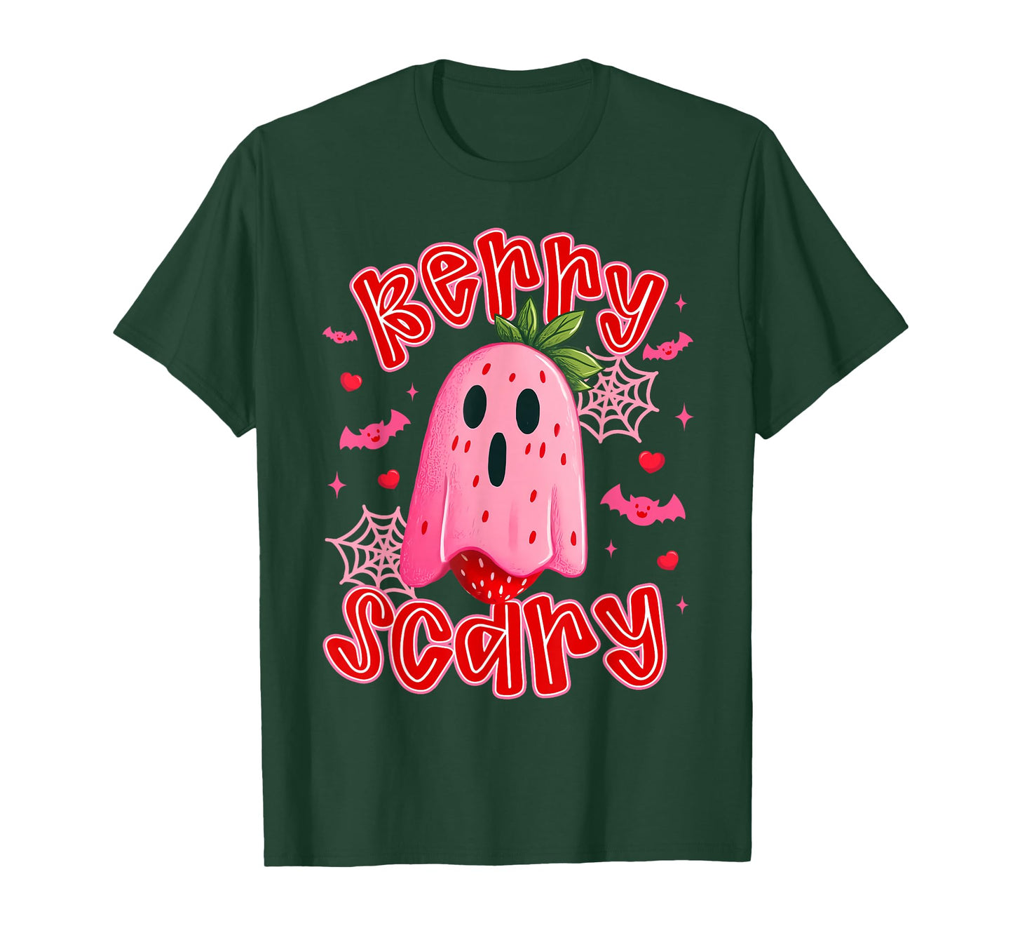 Berry Scary Cute Halloween Strawberry Ghost Cartoon Funny T-Shirt