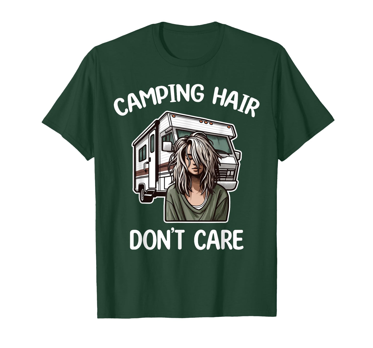 Funny Camping Hair Don't Care RV Motorhome Camper Camping T-Shirt