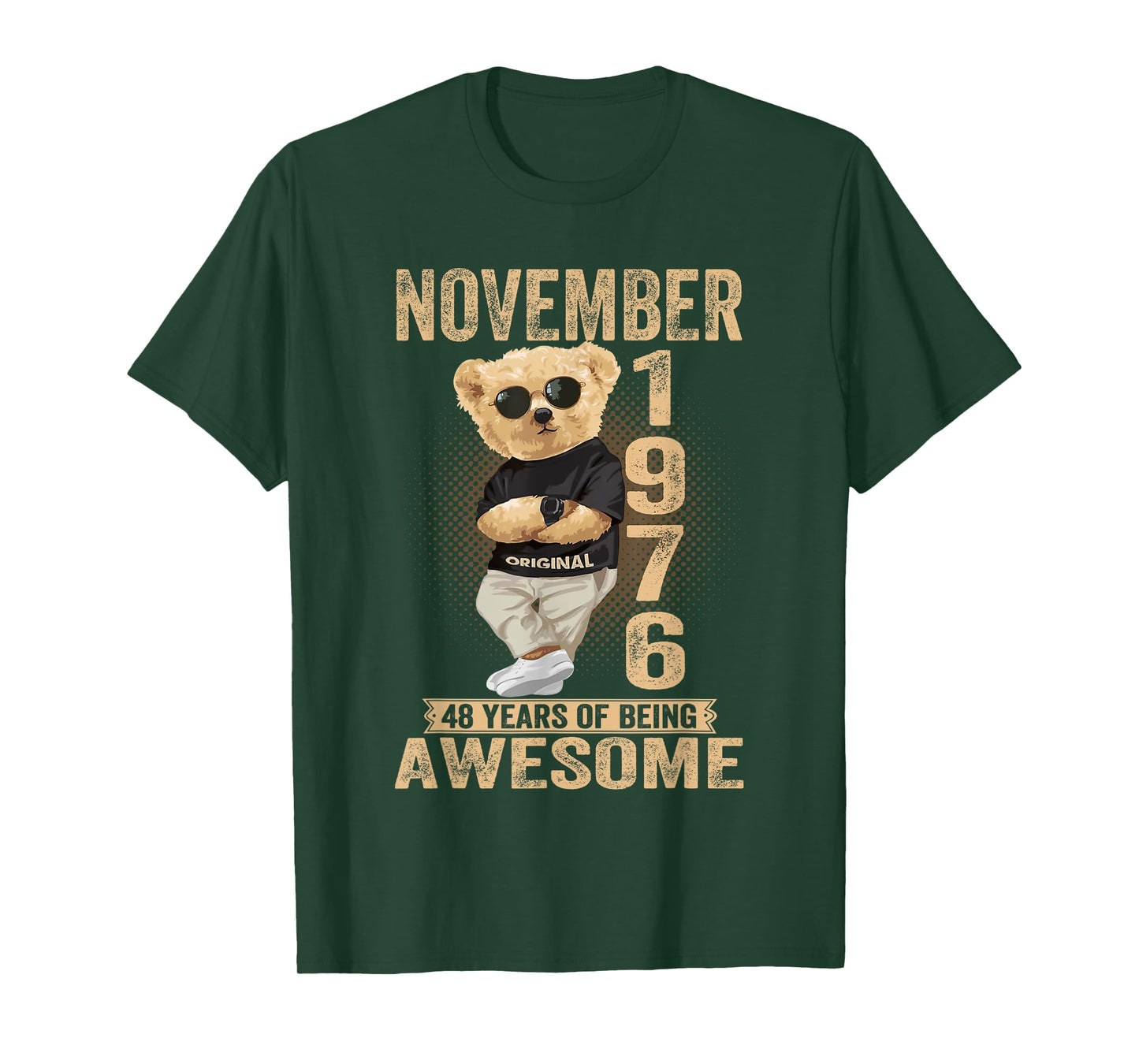 November 48th Birthday Men Women 1976 Awesome Teddy Bear T-Shirt