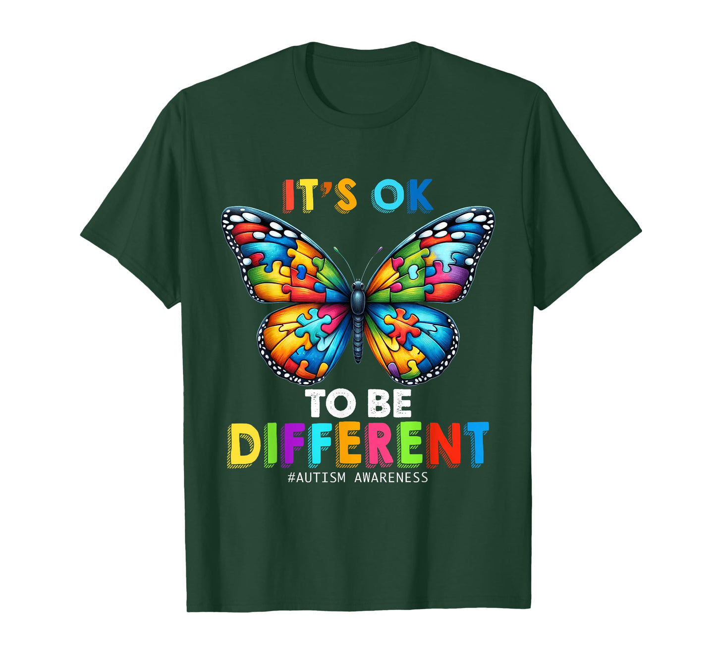 Autism Awareness Butterfly Animal Its Ok To Be Different T-Shirt