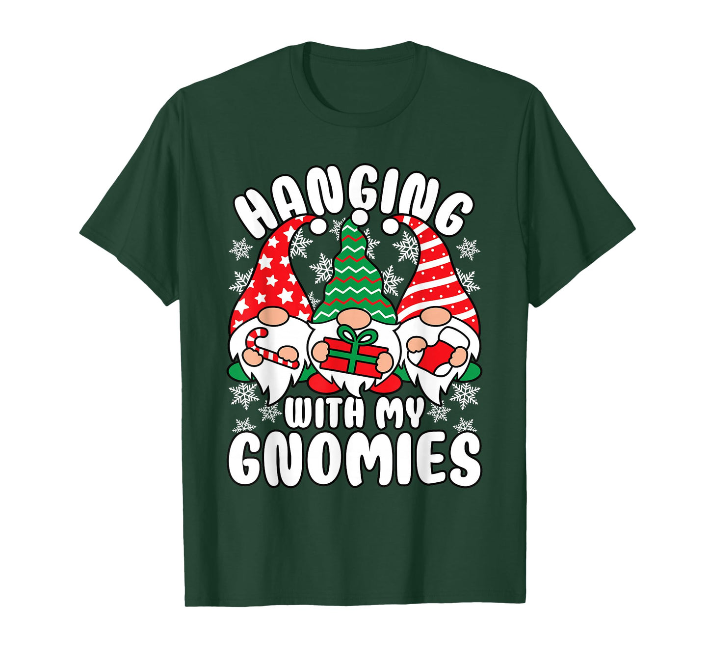 Hanging With My Gnomies Funny Christmas Xmas Gnome T-Shirt