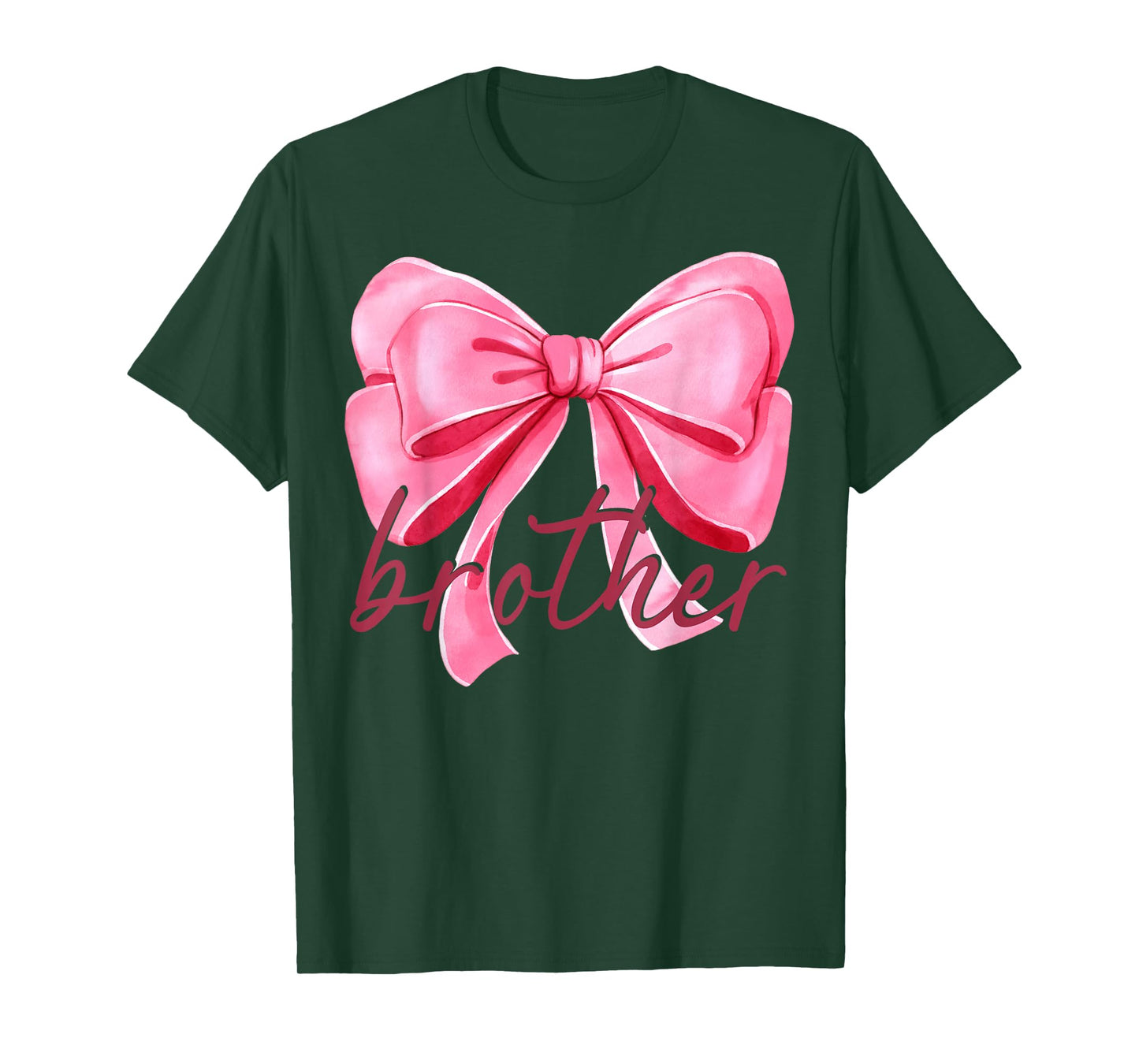 Brother Pink Bow Birthday Baby Shower Family Pink Ribbon T-Shirt