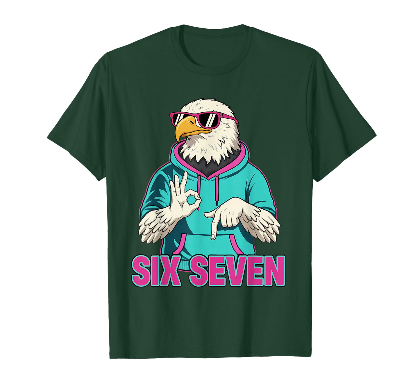 Six Seven Meme Cute Bald Eagle 67 Funny Gen Z Apha Slang T-Shirt