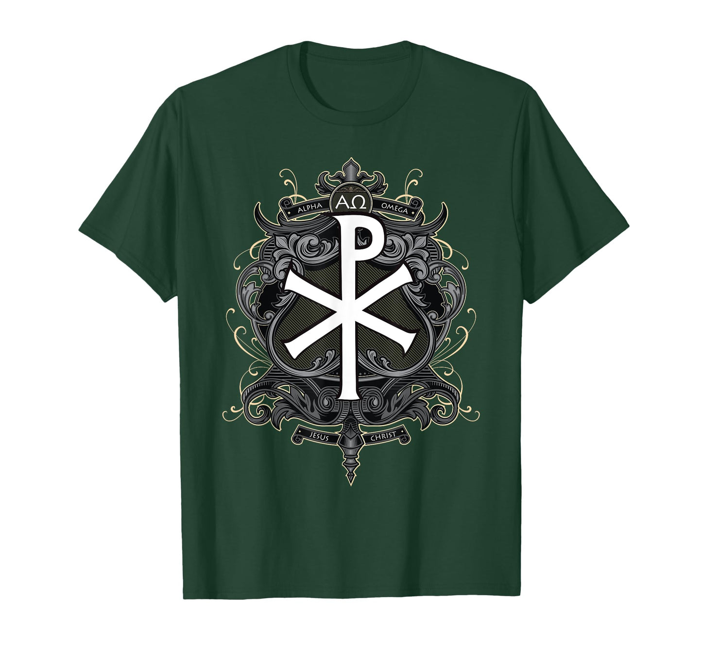Christogram Jesus Christ Symbol Chi Ro Alpha Omega Catholic T-Shirt