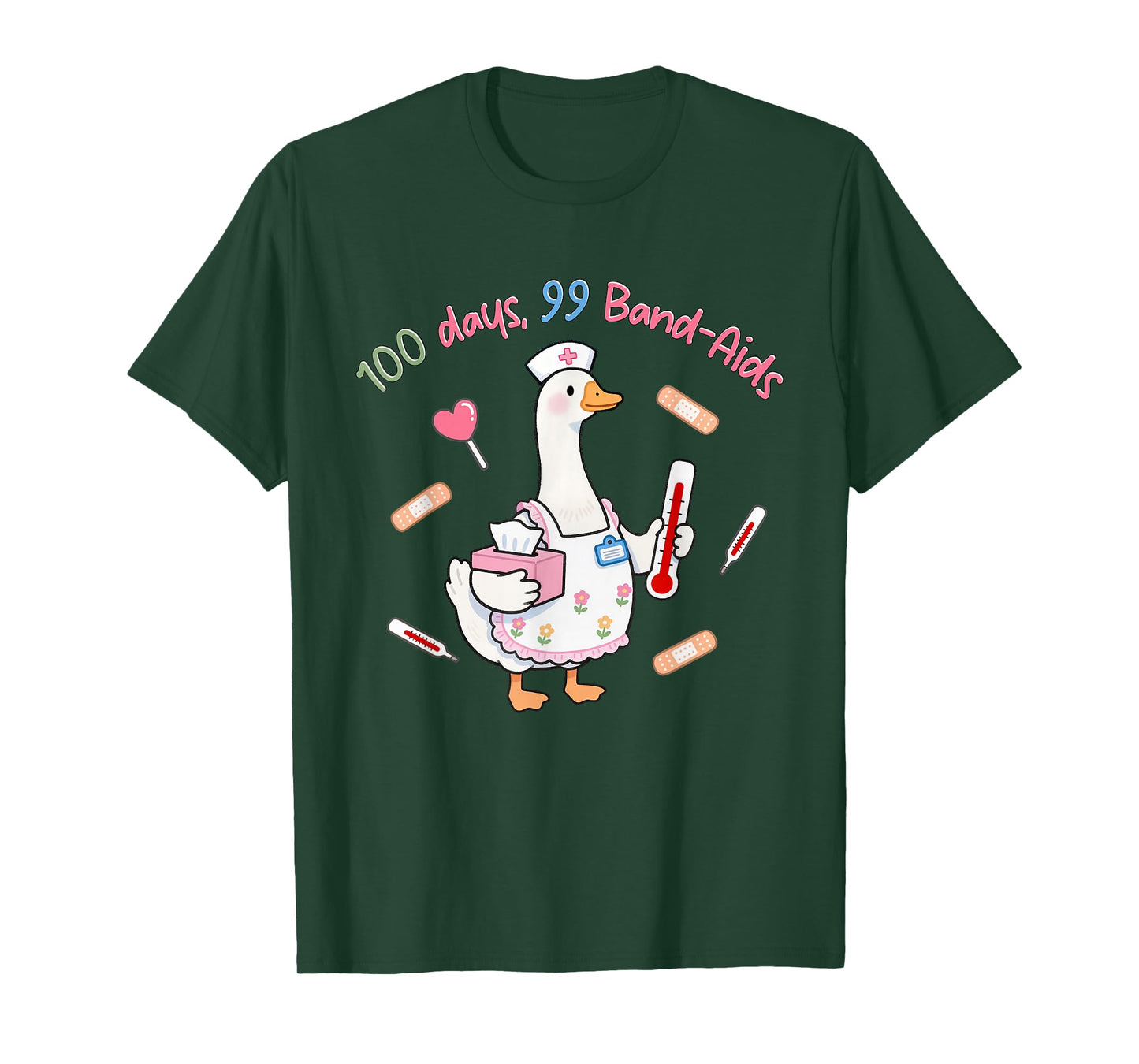 100 Days 99 Band-Aids School Nurse Silly-Goose 100th Day T-Shirt