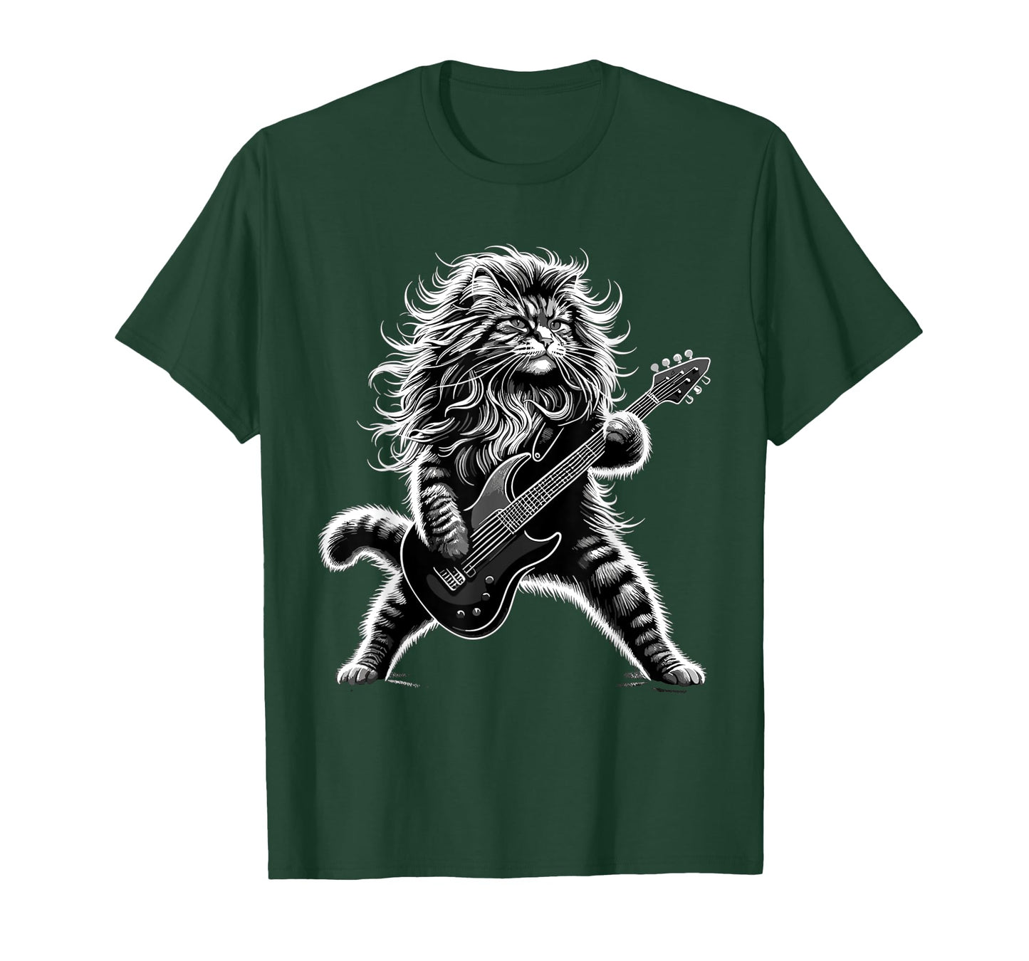 Rock and Roll Cat playing Guitar T-Shirt for Men Women Girls Kids