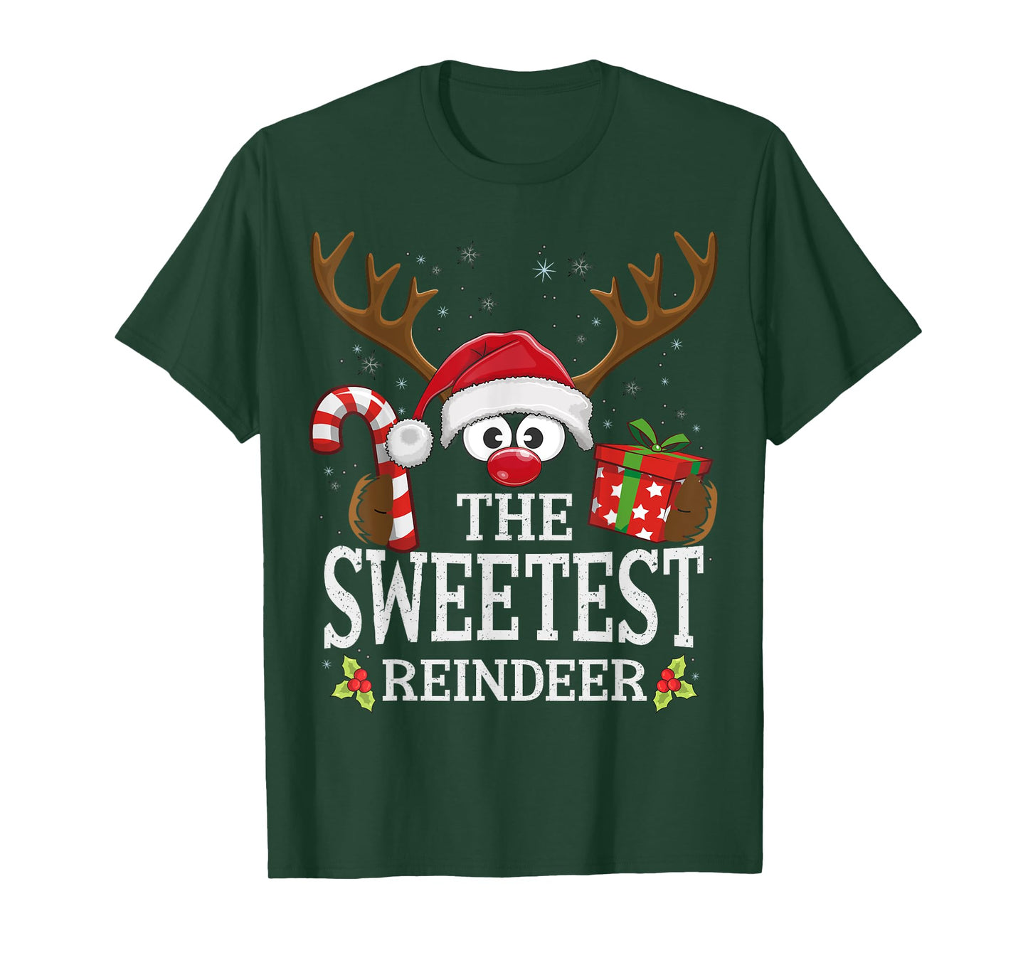 99 Gifts Matching Christmas Reindeer Squad - Black Christmas Cartoon T-Shirt - Unisex-Adults & Kids - Regular Fit - Short Sleeve - Winter