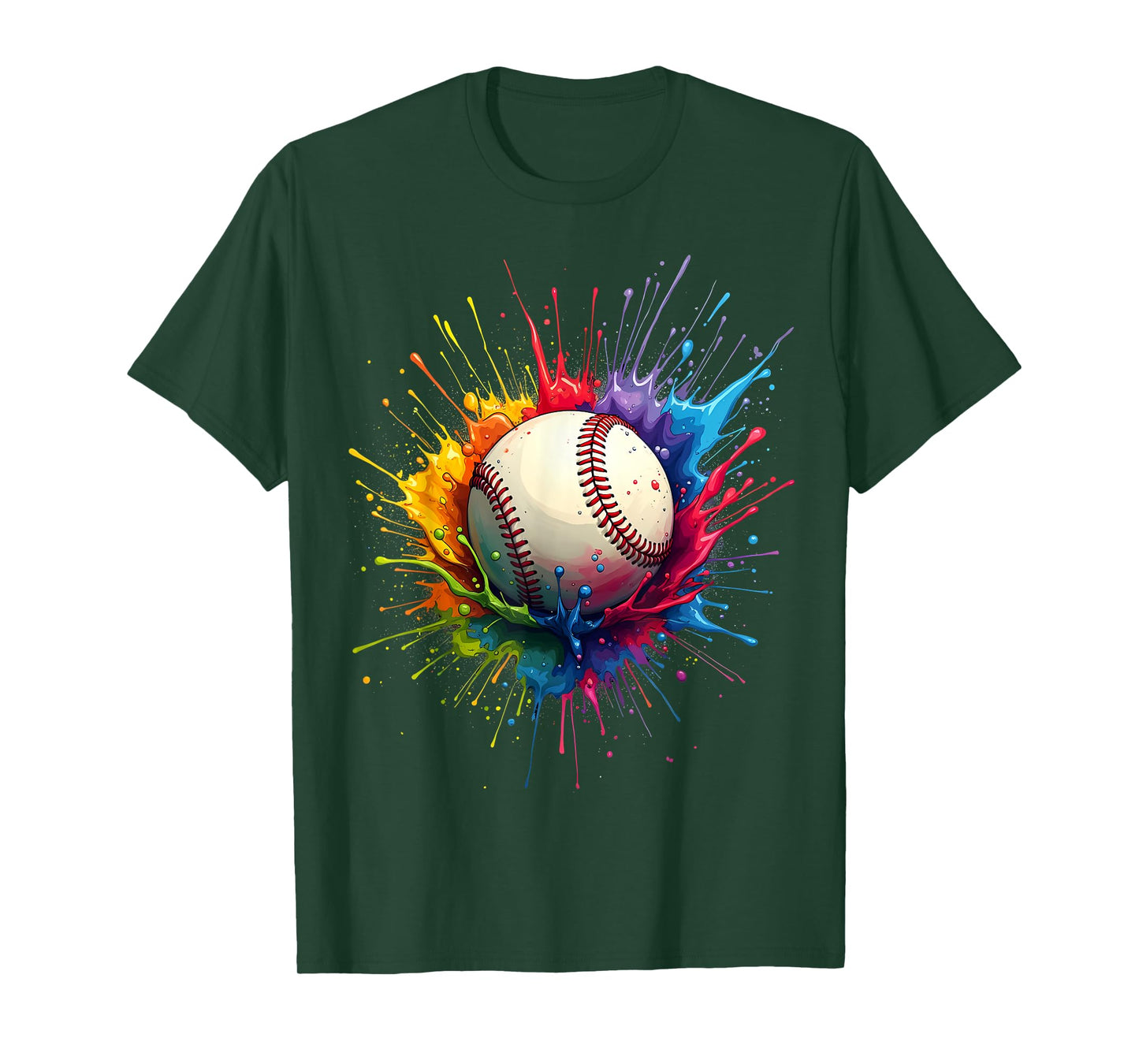 Baseball Player Color Art Colorful Tie Dye Paint Splatter T-Shirt