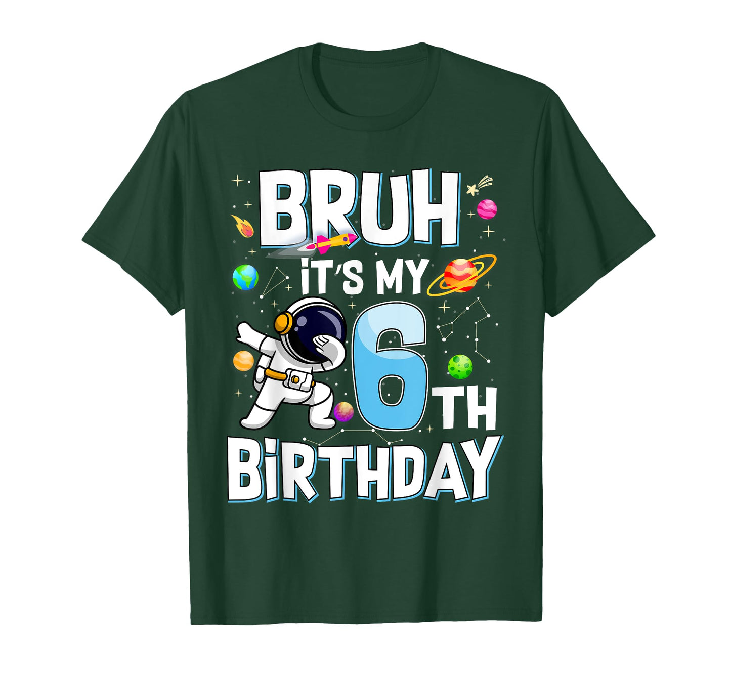Bruh It's My 6th Birthday Astronaut Outer Space Planets Bday T-Shirt