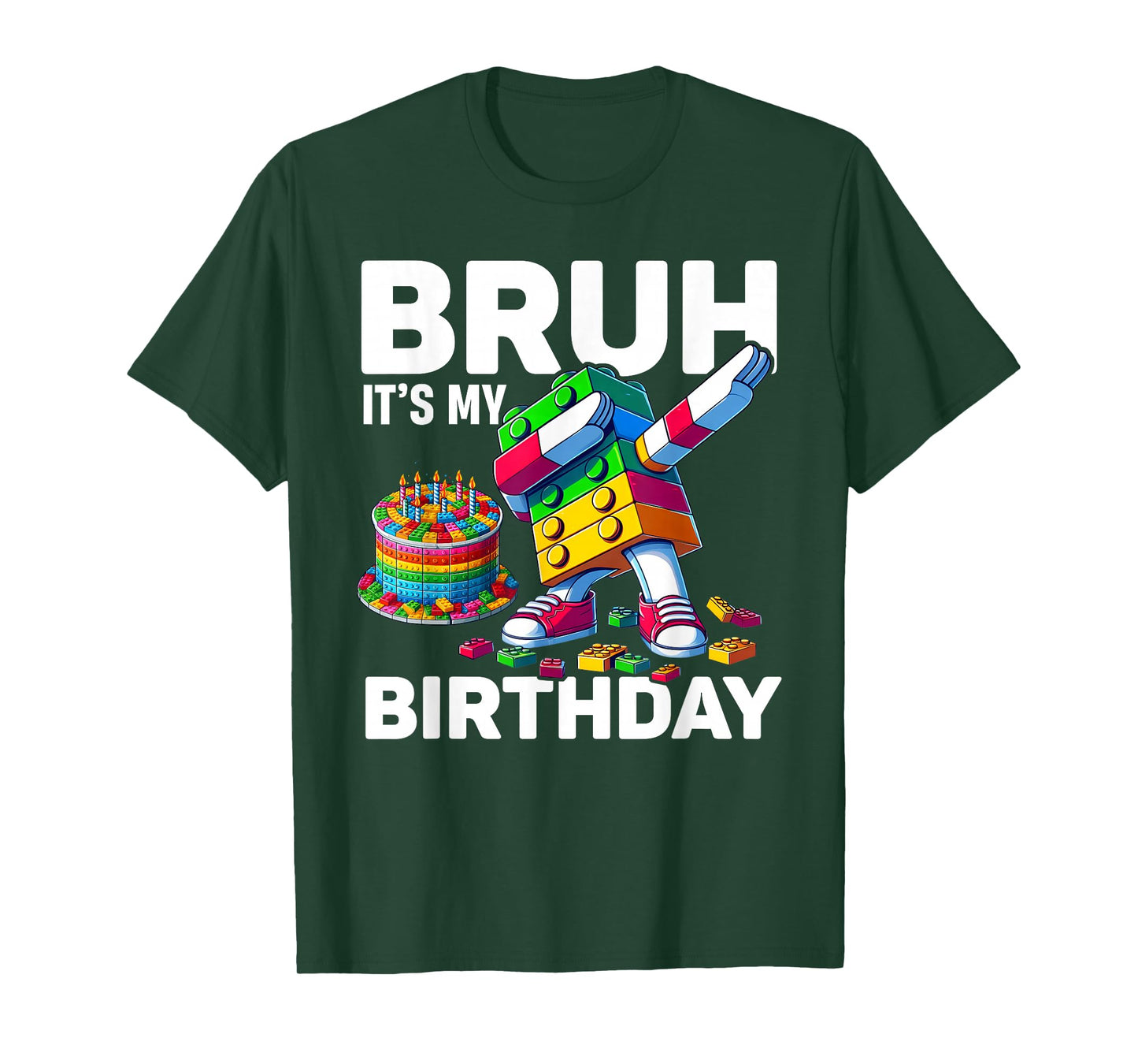 Bruh Its My Birthday Master Builder Dabbing Blocks Bricks T-Shirt