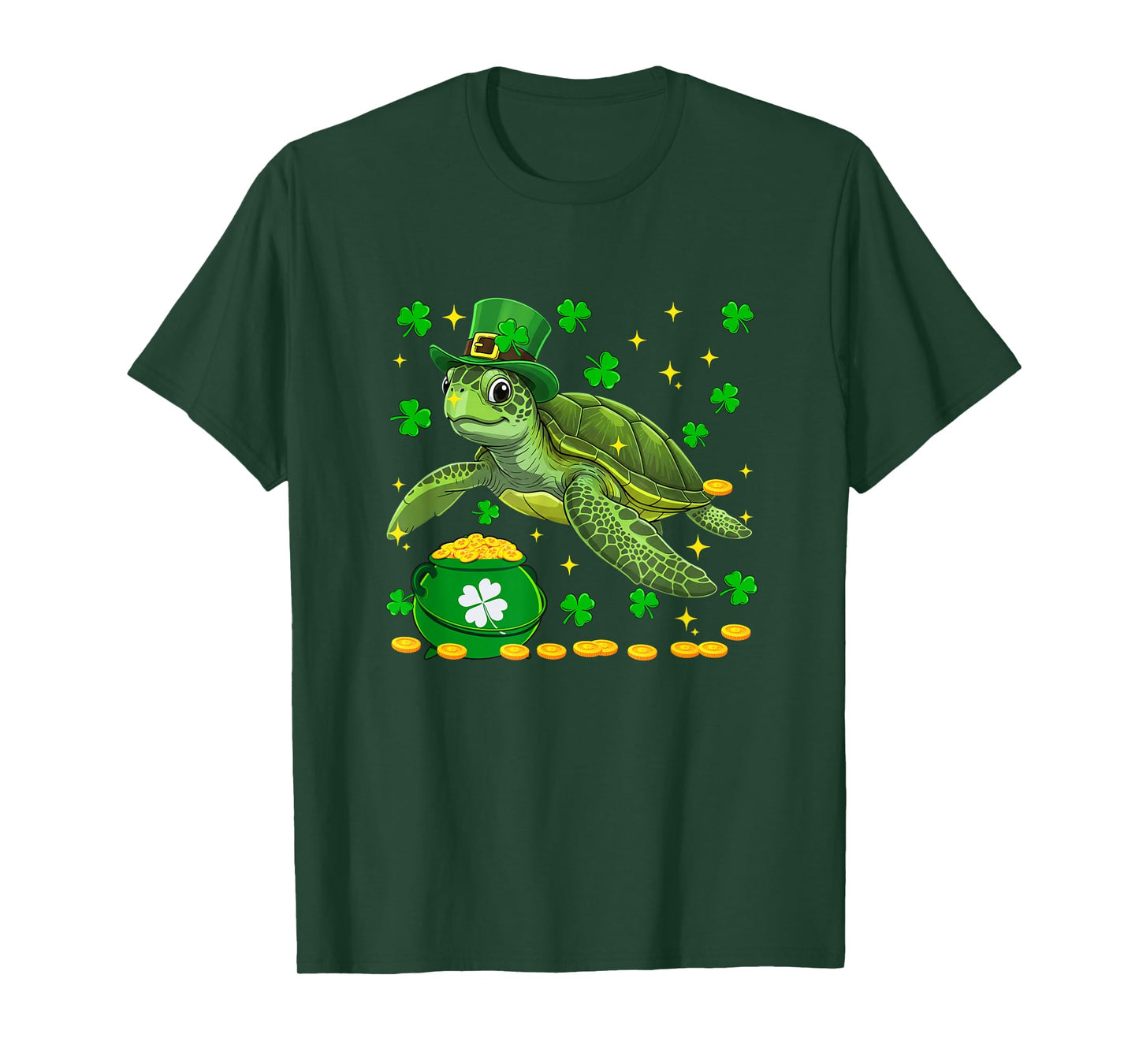 Turtle Wearing Irish Costume St. Patrick's Day Shamrocks T-Shirt