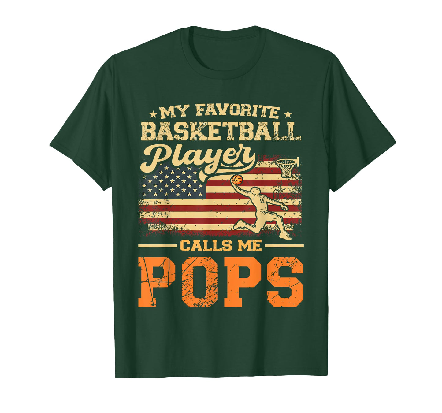 My Favorite Basketball Player Calls Me Pops US Flag T-Shirt