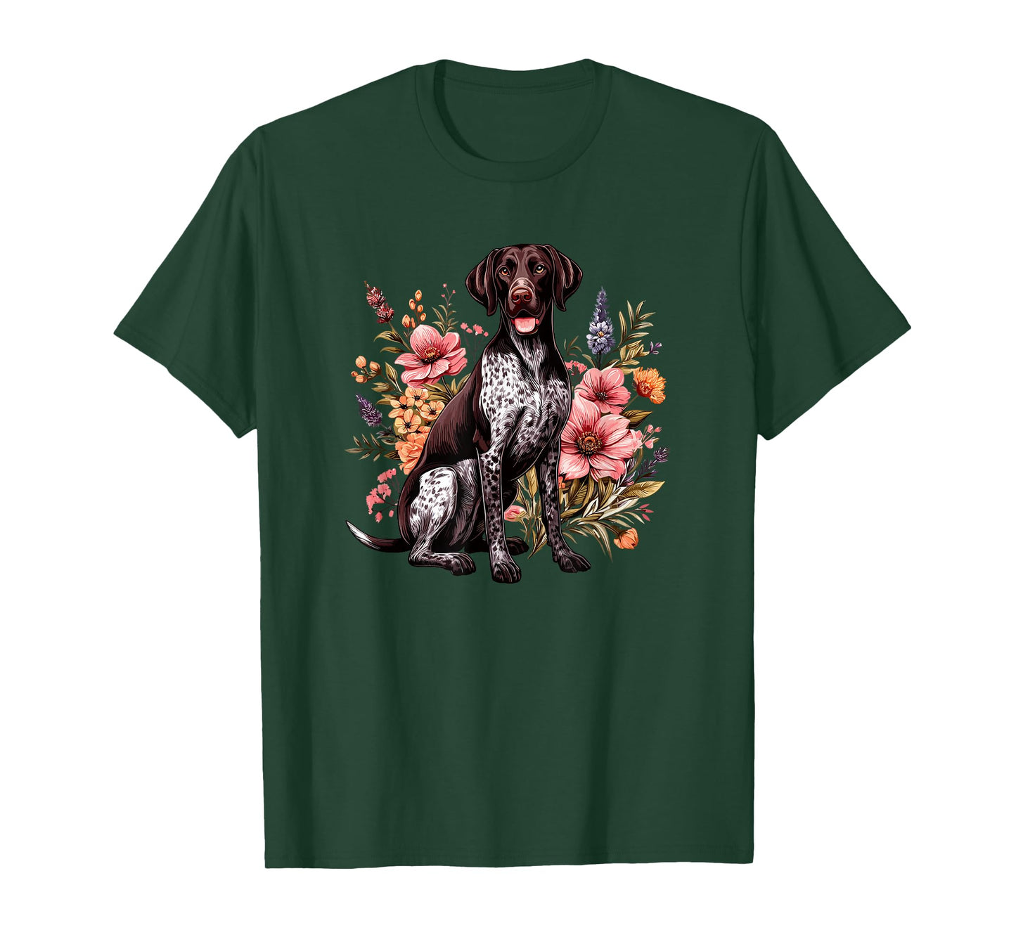 GSP Hunting Dog Vintage Flowers German Shorthaired Pointer T-Shirt