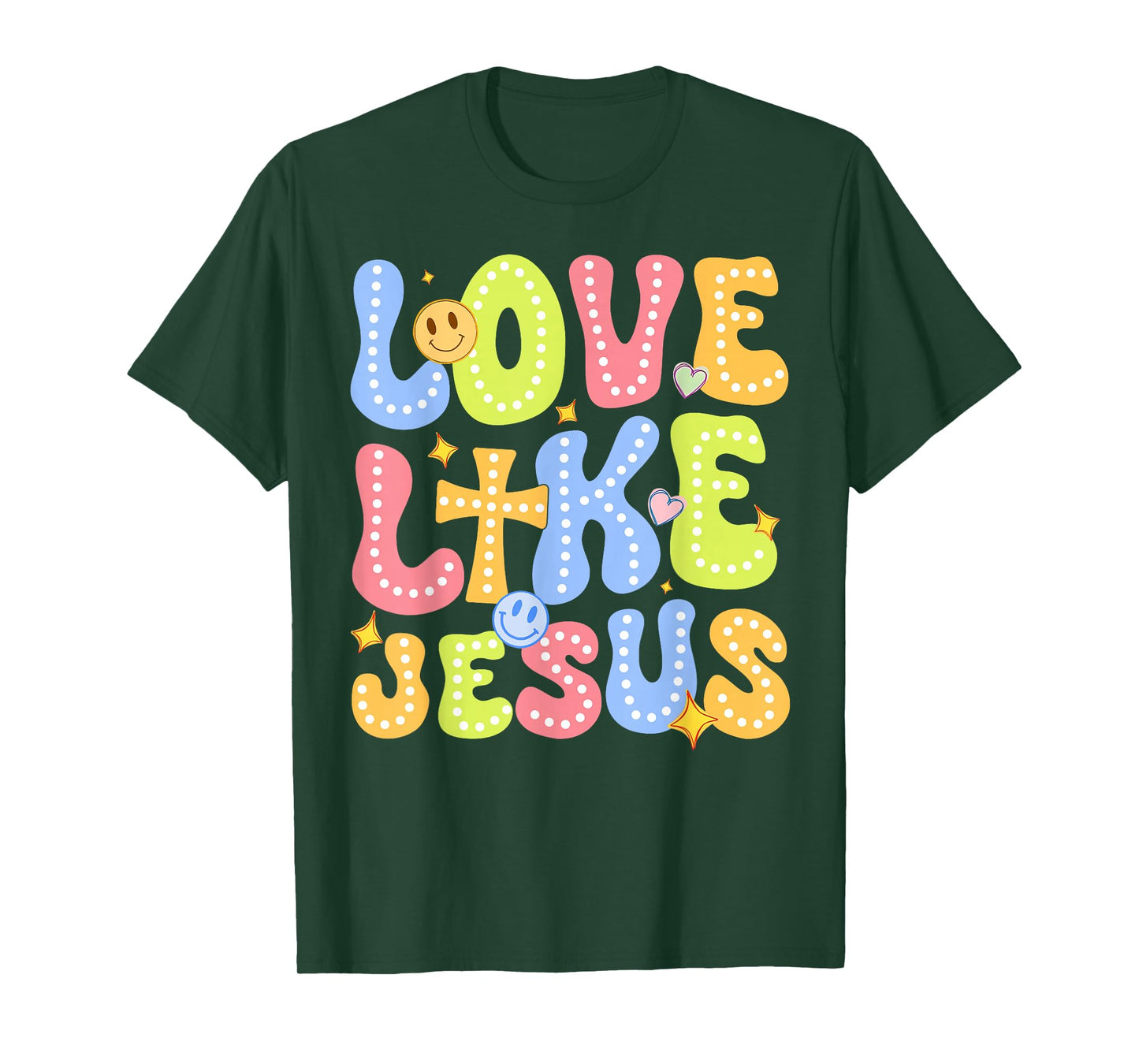 Love Like Jesus Groovy Valentine God Christian Boy Girl T-Shirt