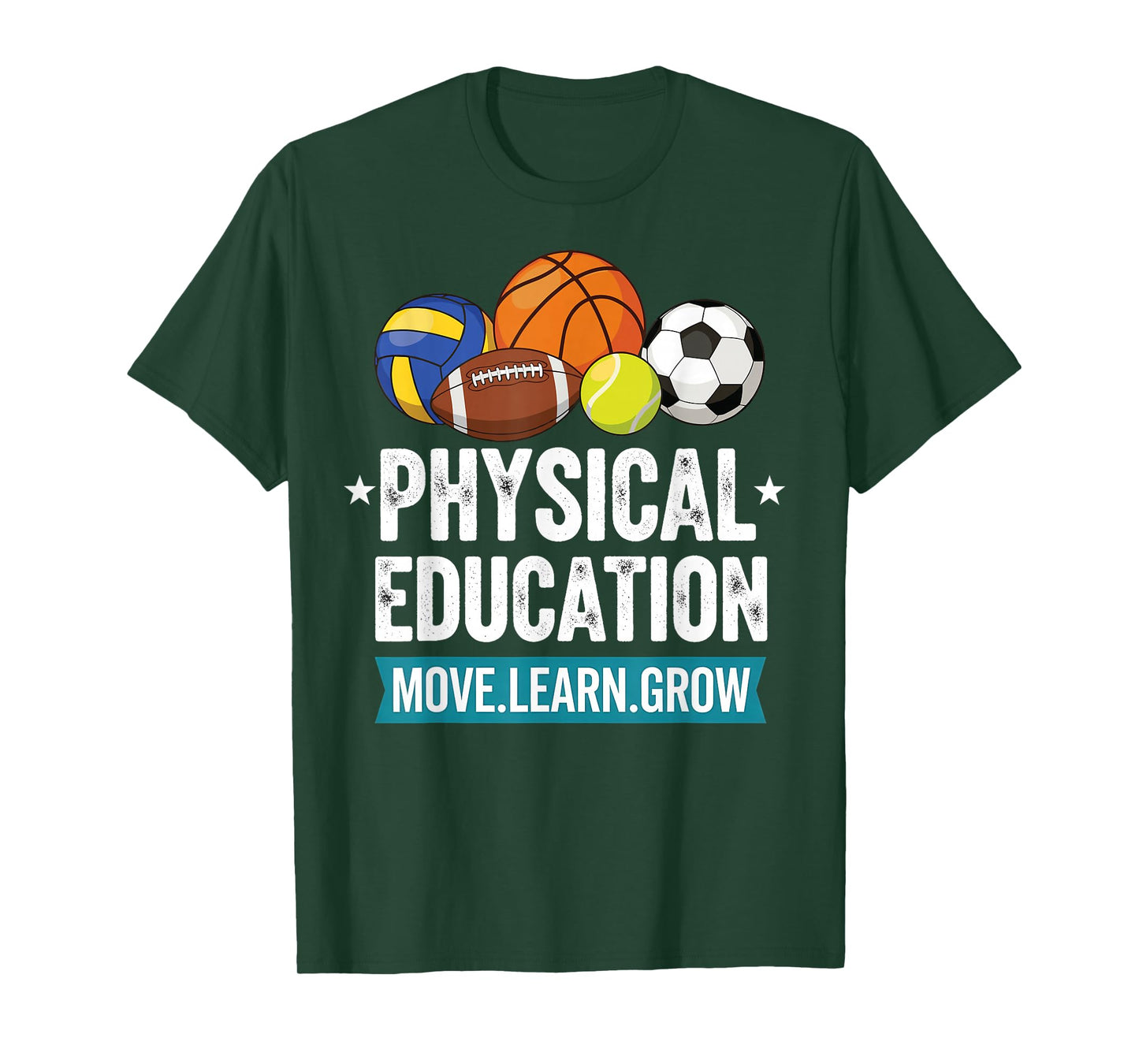 Physical Education PE Teacher Move Learn Grow T-Shirt