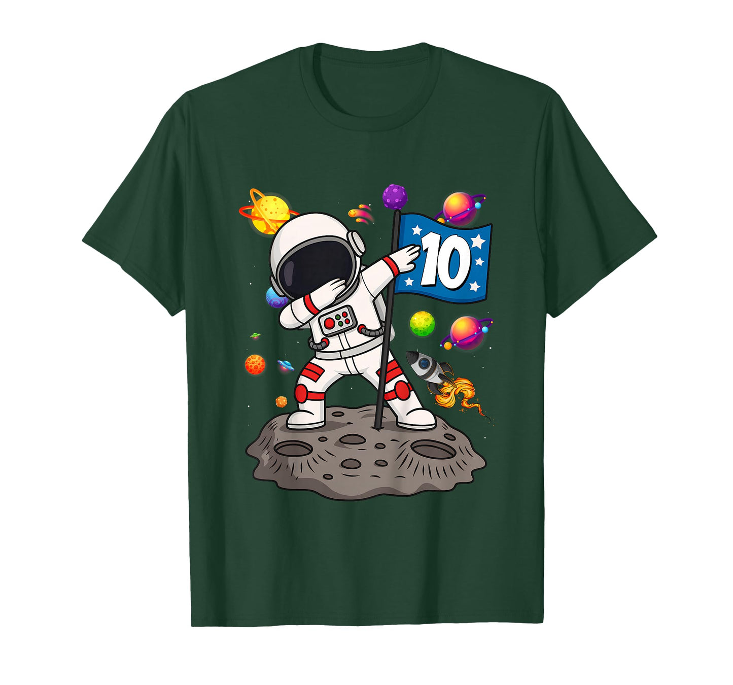 Ten 10th Boys Girls Astronaut Space Birthday 10 Years Old T-Shirt