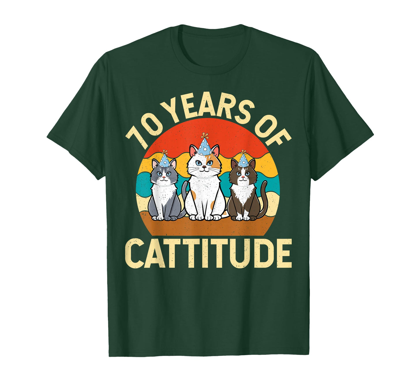 70 Years of Cattitude Cat Lover 70th Birthday Party T-Shirt