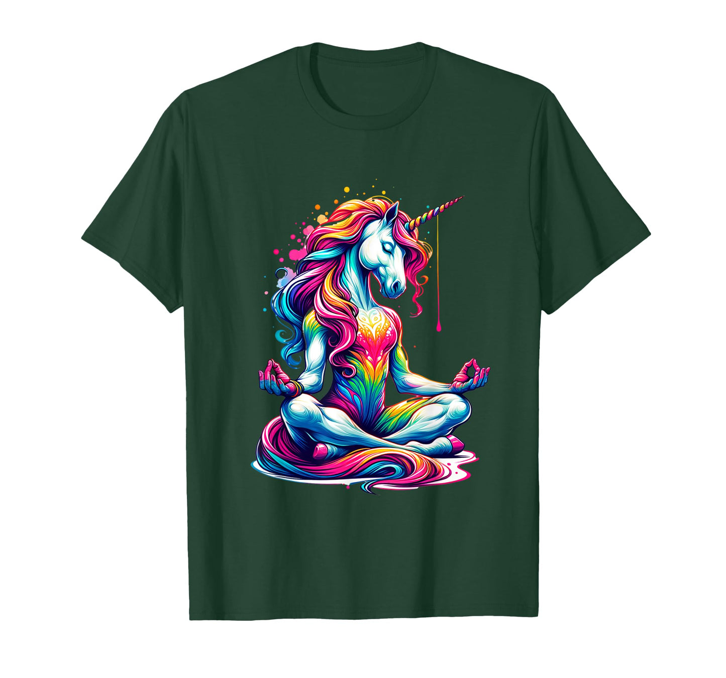 Meditating Yoga Unicorn: Colorful Balance and Relaxation T-Shirt