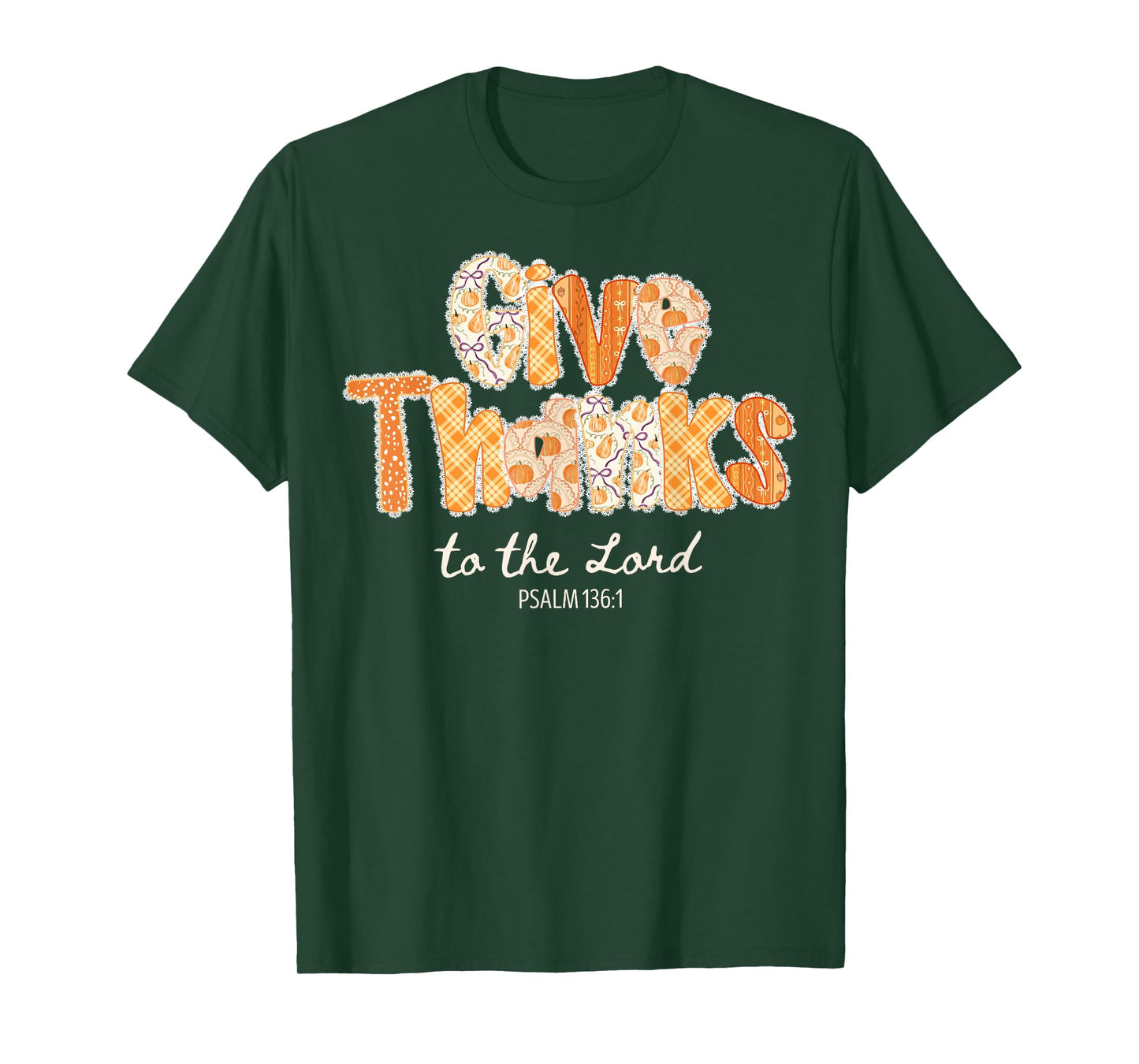 Lace Give Thanks to The Lord Pumpkin Fall Christian Autumn T-Shirt