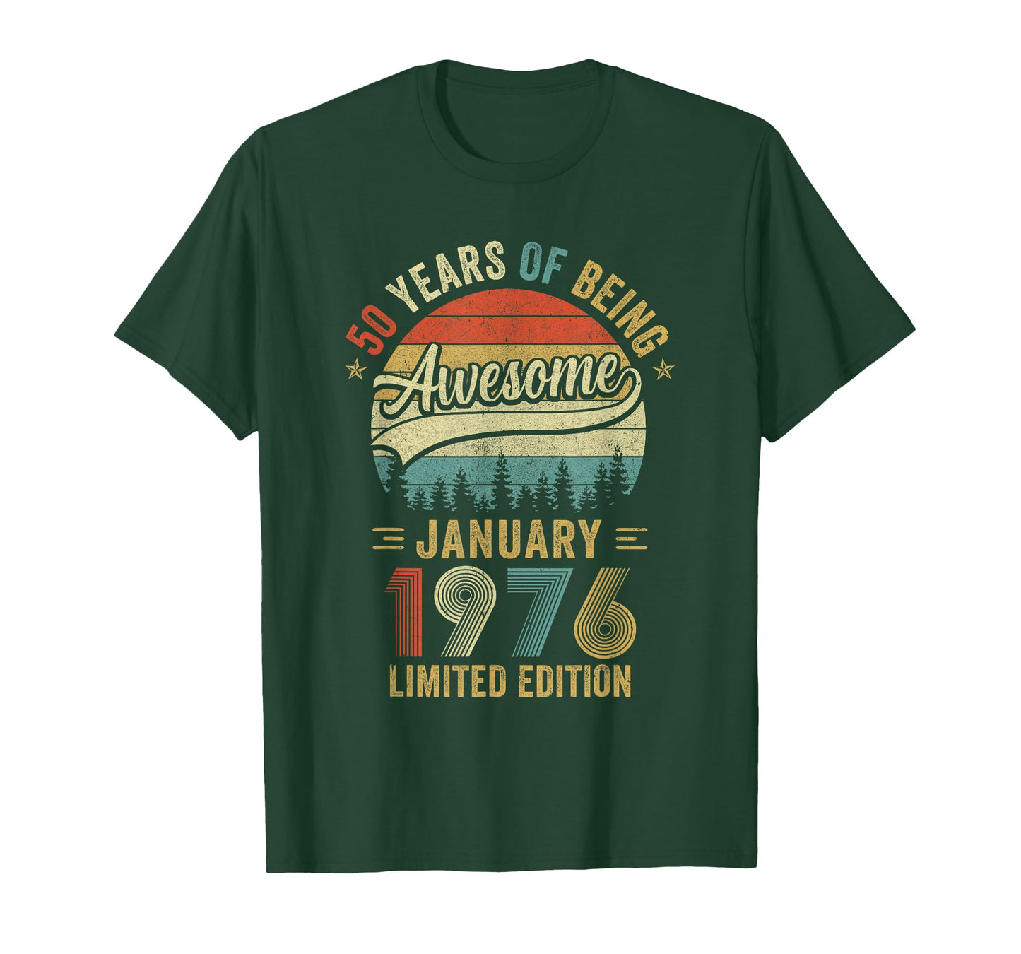 Vintage January 1976 Old 50Th Birthday Men Women T-Shirt