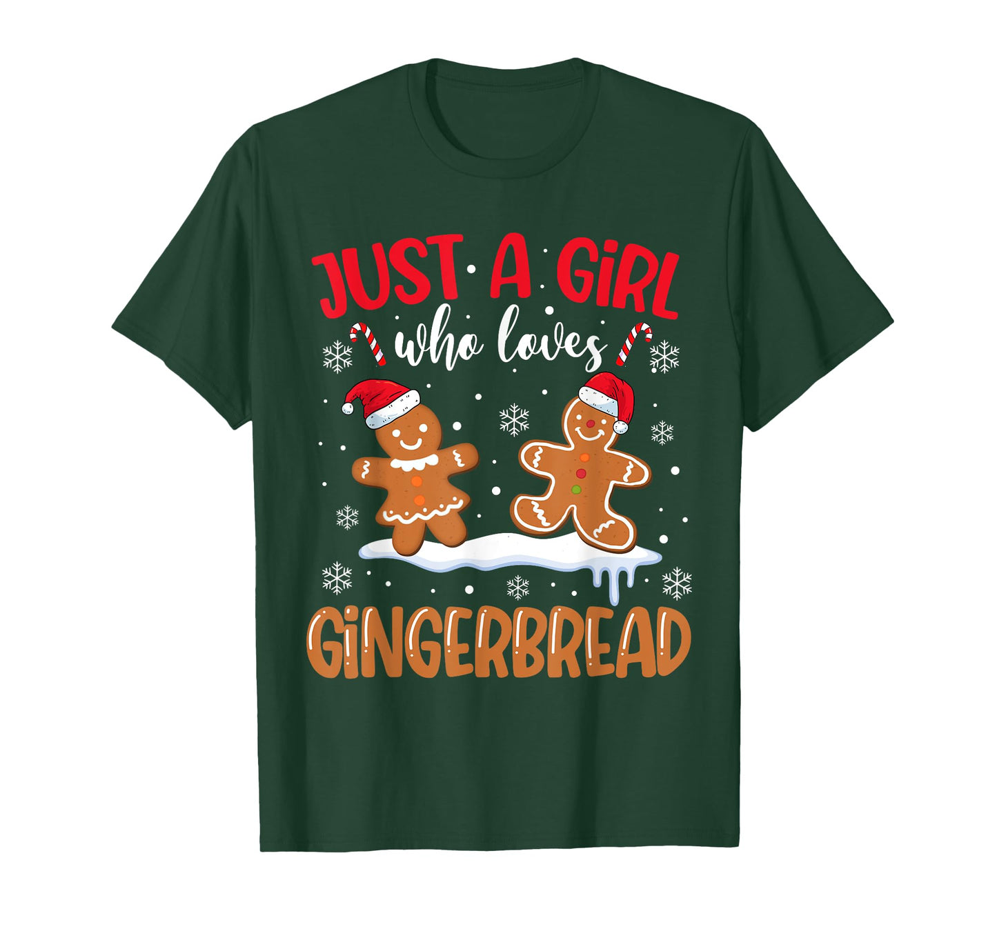 Just A Girl Who Loves Gingerbread Man Christmas Xmas Pajamas T-Shirt