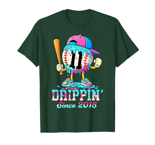 Baseball 11 Years Old Since 2015 Ice Cream 11th Birthday Boy T-Shirt