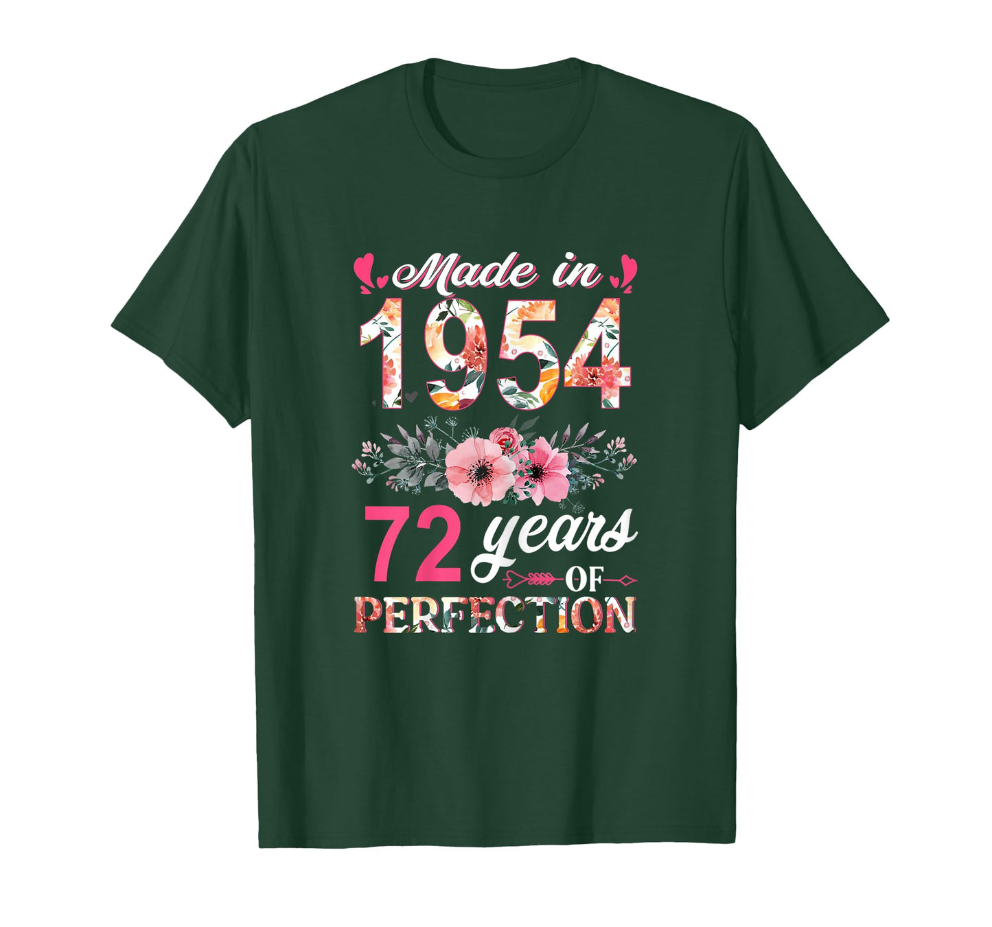 Made in 1954 Floral 72 Year Old 72th Birthday Gifts Women T-Shirt