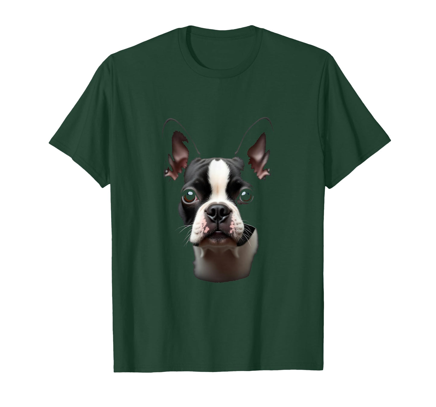 Black Boston Terrier Dog Bostie Face T-Shirt