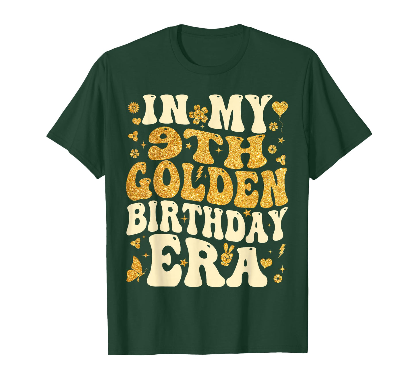 in My 9th Golden Birthday Era Girl Women Men Kids Groovy T-Shirt