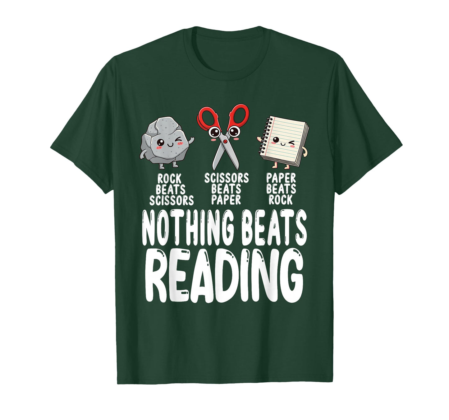 Nothing Beats Reading Rock Paper Scissors Funny Book Lover T-Shirt