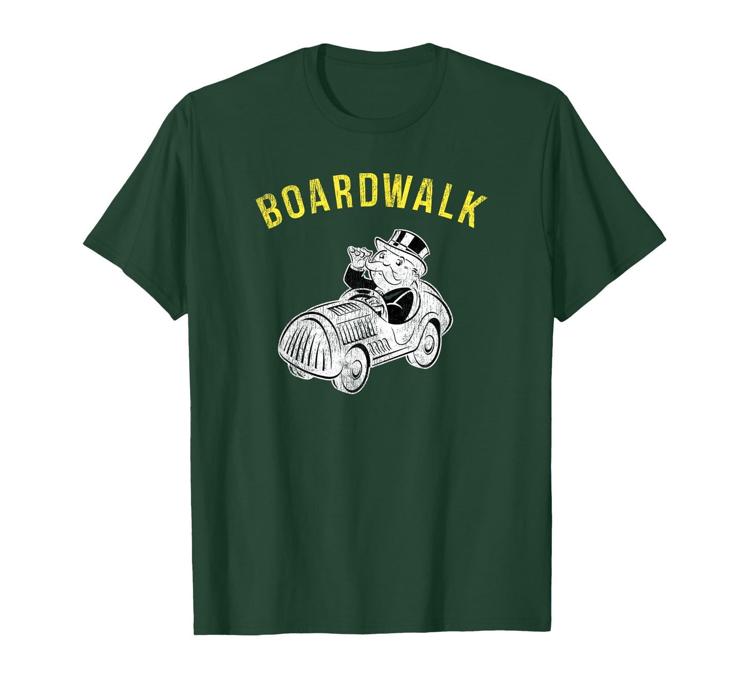 Monopoly Mr. Monopoly Boardwalk Car Ride Gaming Distressed T-Shirt