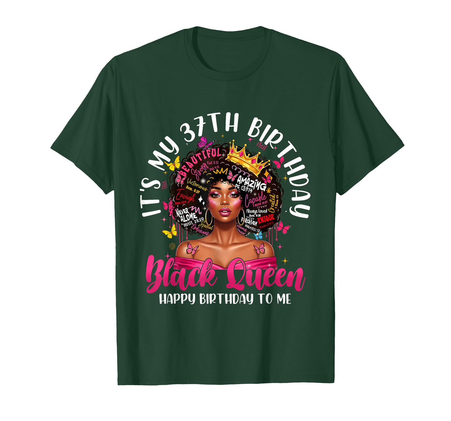It's My 37th Birthday Black Queen Melanin 37 Year Old Women T-Shirt