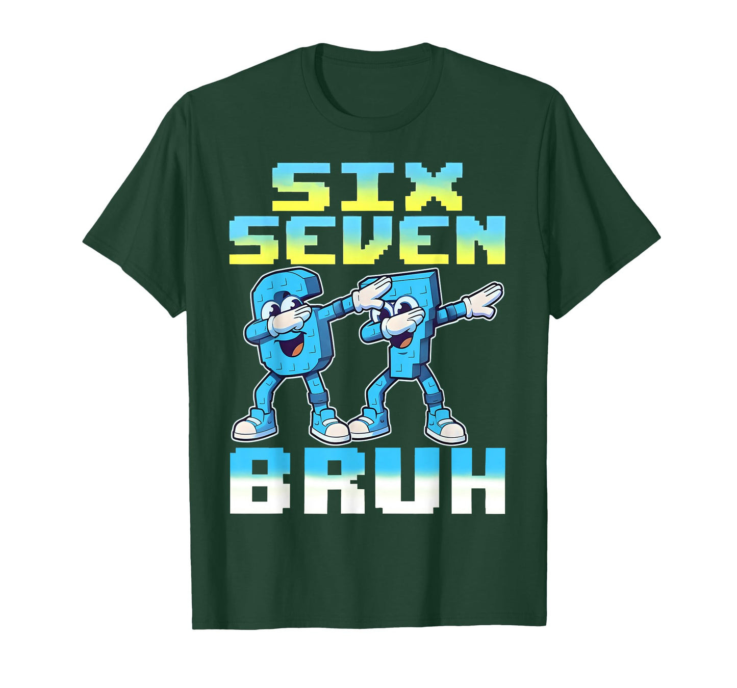 Funny Six Seven 67 Brainrot Bruh Dabbing for Men Boys Kids T-Shirt