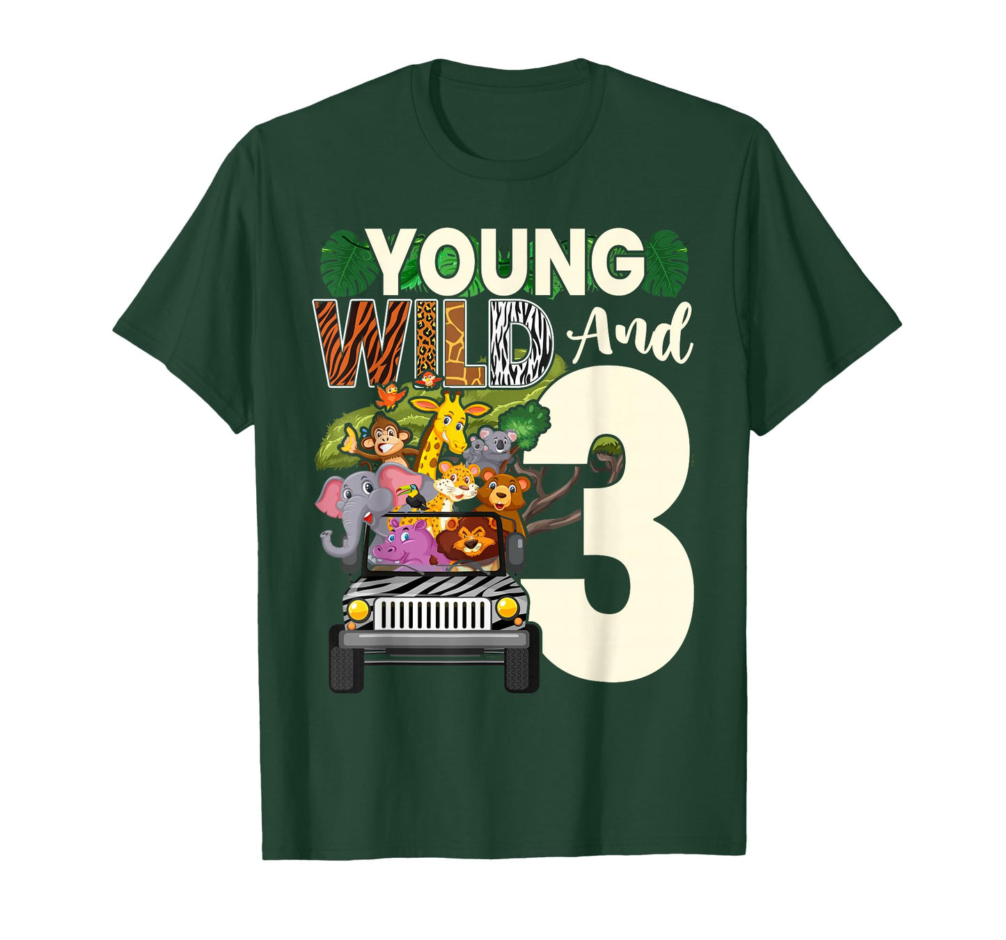 3rd Birthday Toddler Young Wild Three 3 Year Old Safari Zoo T-Shirt