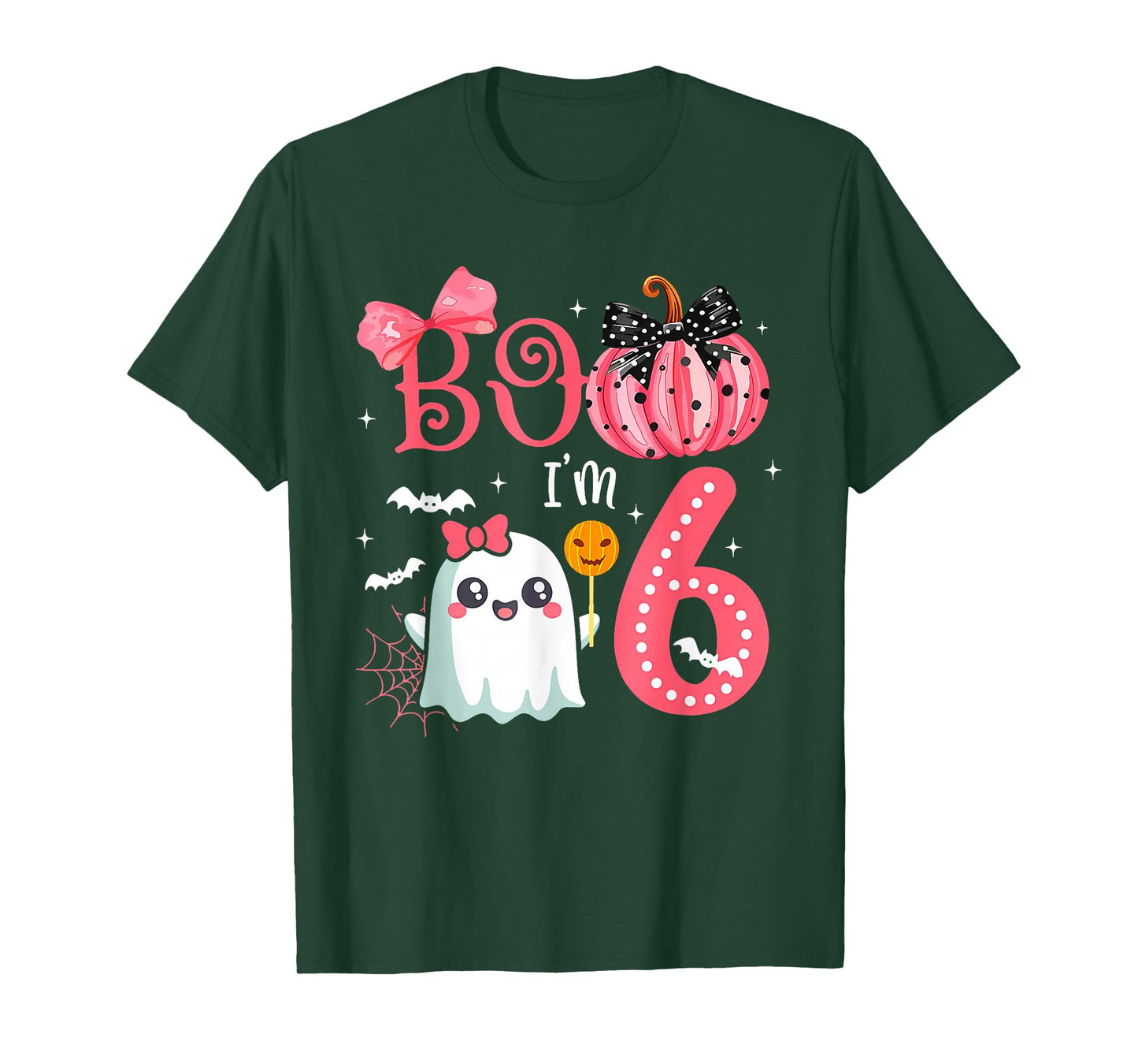 Boo I'M 6 Years Old Ghost 6Th Birthday Halloween Ghost Girls T-Shirt
